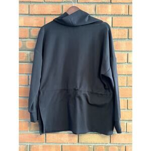 Te Verde Sweatshirt Women medium Large Black Cowl Neck Long Sleeve Pullover
